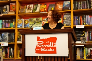 Cari Luna reads from her new novel at Powell's Hawthorne, where she attracted an overflow crowd. 